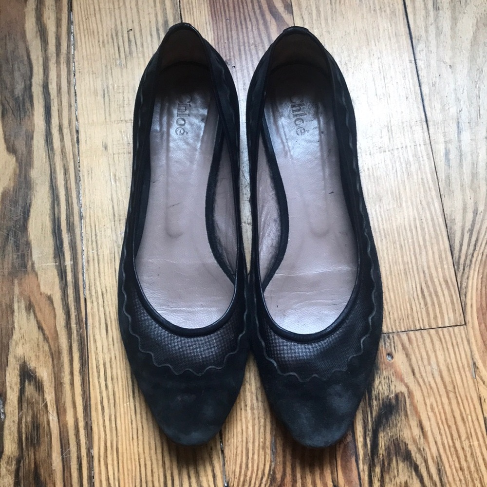 Chloe black suede mesh ballerina flat